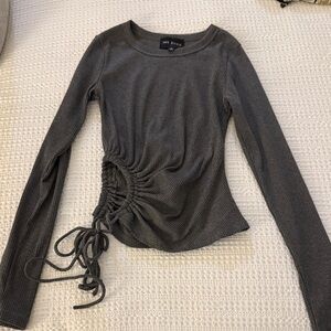 Charcoal Ruched Long Sleeve Top